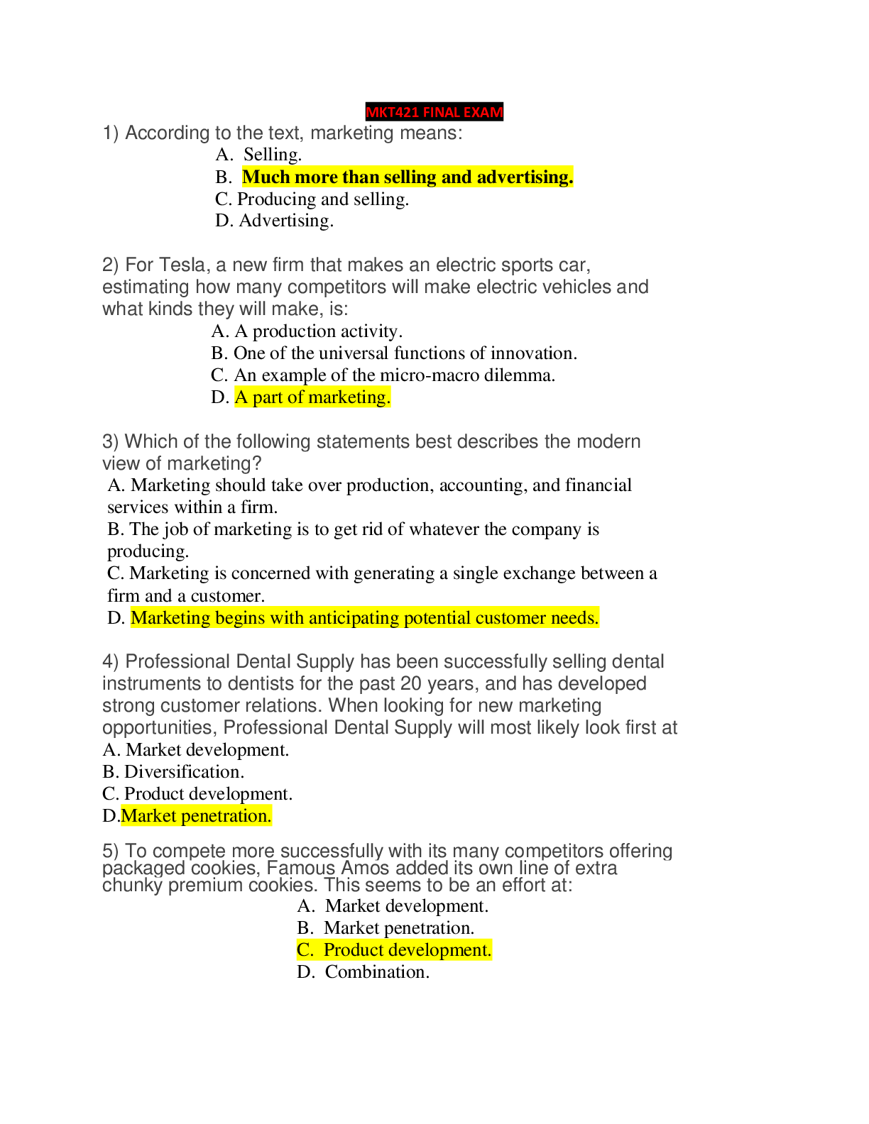Preview of MKT421 FINAL EXAM 100% Verified